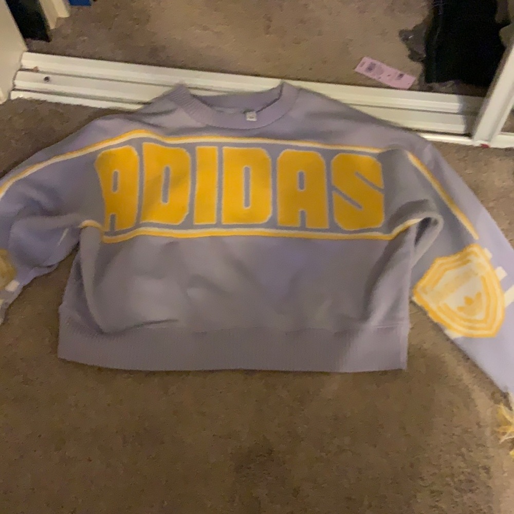 Purple yellow adidas unique rare sweater never worn